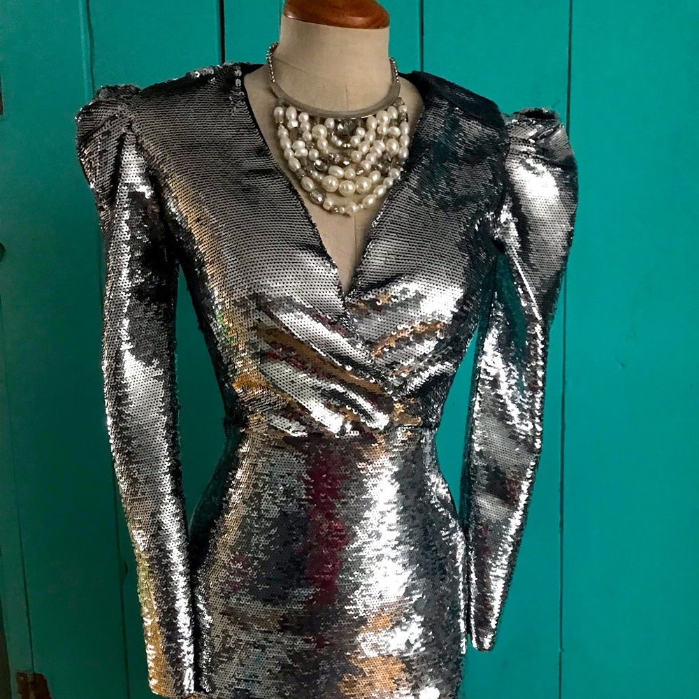 MICHEAL KORS party silver sequin dress size xxs  💗💕💗